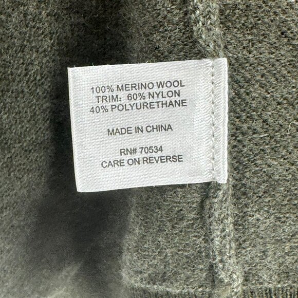 Orvis Olive Green 100% Merino Wool Sweater Mens L With Button-Up Mock Neck Style - Picture 8 of 8